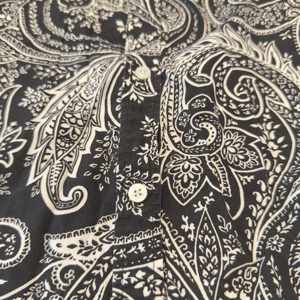 Chaps Women's Long Sleeve Floral Paisley Cotton Button Down Shirt Size 1X Black - Picture 3 of 8